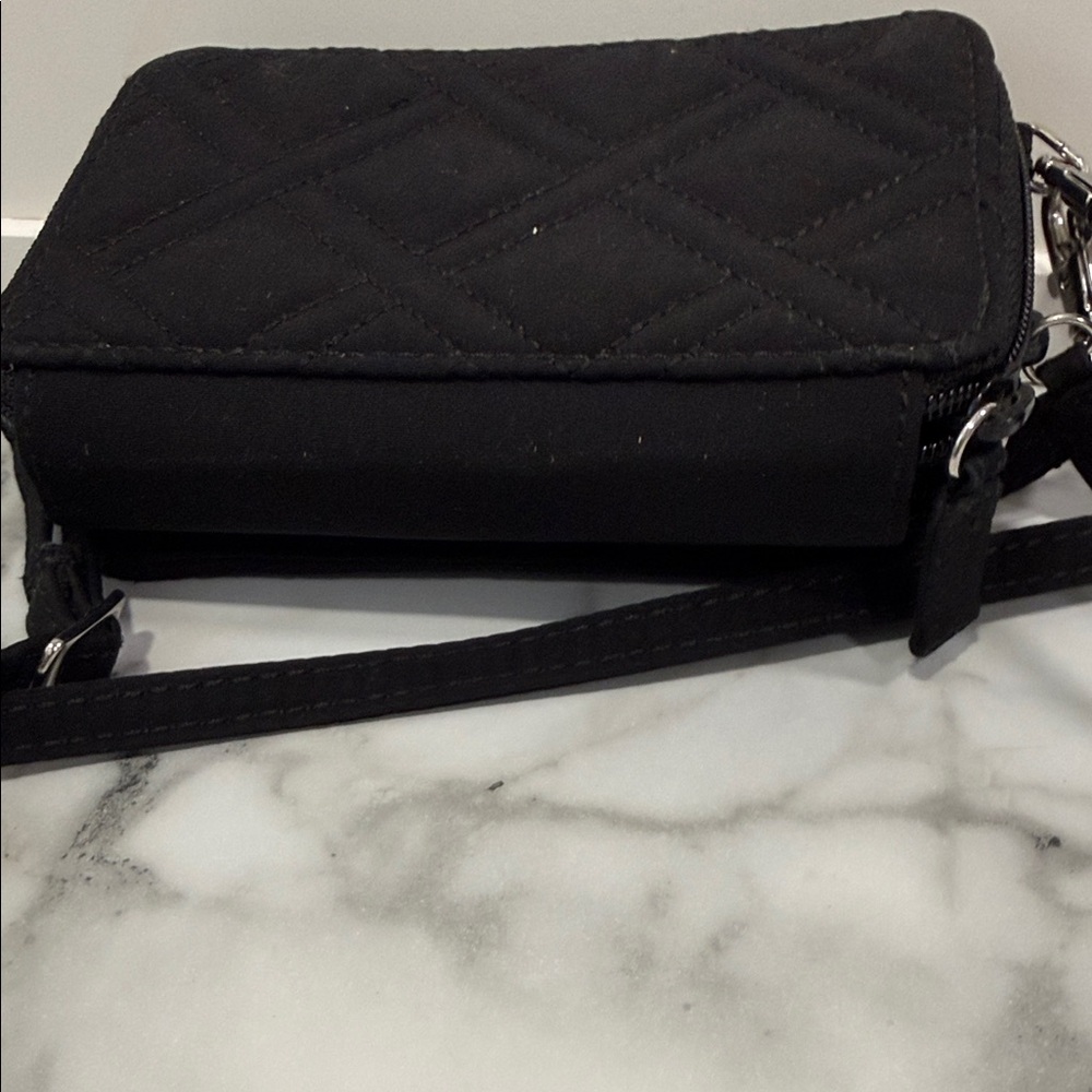 Vera Bradley Black Quilted Mini Crossbody Wristlet - Picture 4 of 8